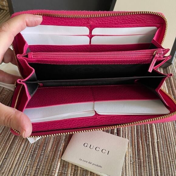 Gucci marmont Barbie pink interlocking G’s zip around wallet LIKE NEW - Picture 7 of 10
